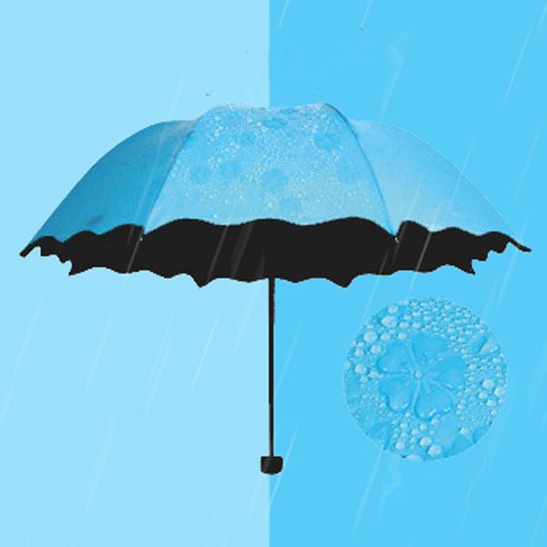 

solid color tri-fold black plastic umbrella. women's cute sun and rain umbrella, women's backpack umbrella