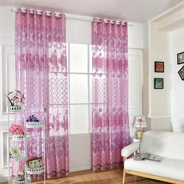 Flower Window Curtain Embroidered Sheer Screen Yarn Panel For Living Bedroom Window Decoration Tulle Curtains Sheer Curtains Wholesale Roman Curtains
