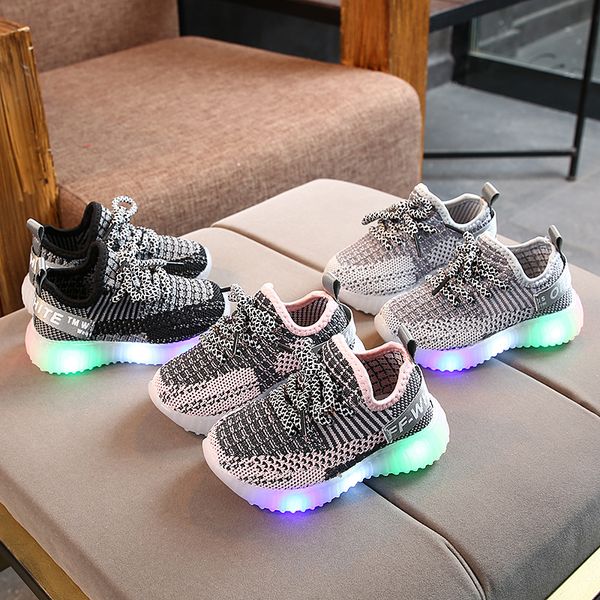

2020 south korean new children's shoes men's and women's led luminous sneakers lights up colorful coconut sneakers, Black