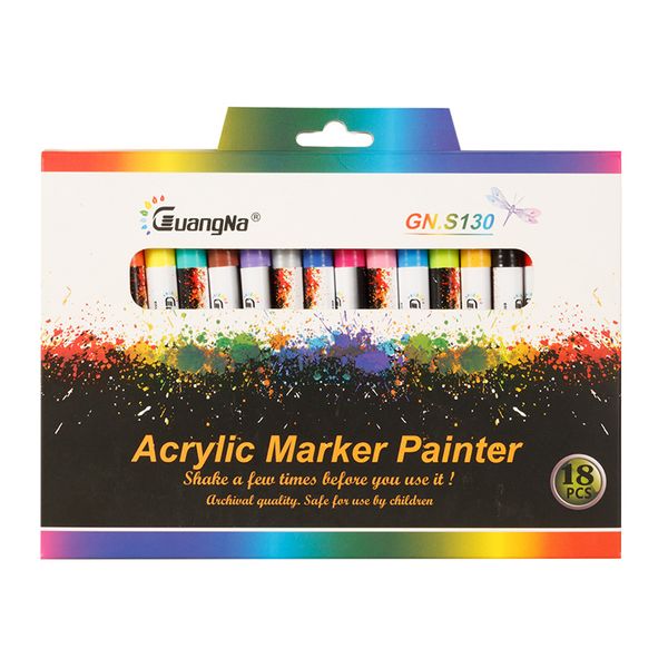 

12/18 colors 0.7mm acrylic paint marker pen art marker pen for ceramic rock glass porcelain mug wood fabric canvas painting
