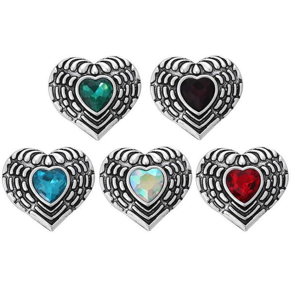 

6 шт. лот новые оснастки ювелирные изделия металлическое сердце защелки подходят 18 мм оснастки кнопка браслет diy аксессуар, Golden;silver