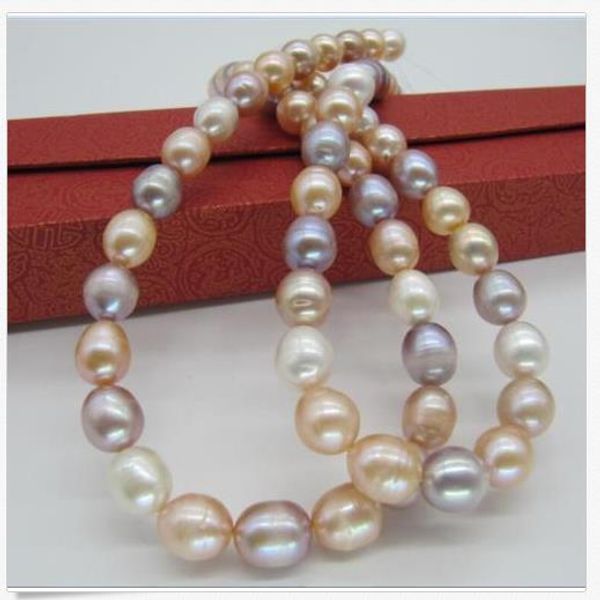 

huge aaa10-12mm south sea multi-color pearl necklace 18 inch 14k gold clasp, Silver
