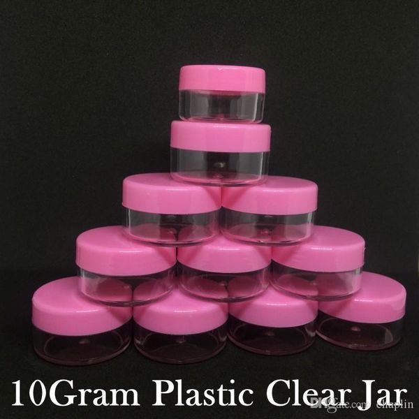 

10gram mini cosmetic empty jar pink cap 37.5x19mm travel size plastic clear pot cream bottle eyeshadow makeup lip balm nail art container