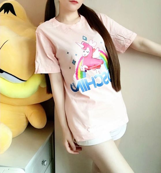 

women designer t shirts gg brand tees colorful letters printed short sleeves pattern style luxury girl nnicorn t shirts, White