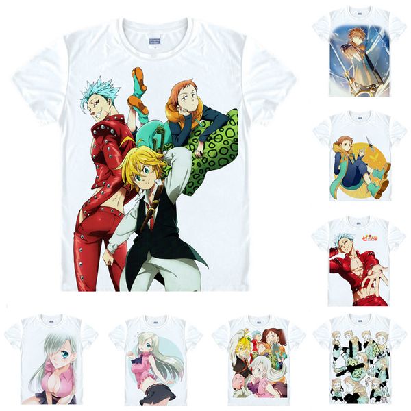 

anime shirt the seven deadly sins t-shirts multi-style short sleeve 7ds meliodas hawk ban cosplay motivs hentai shirts, White;black