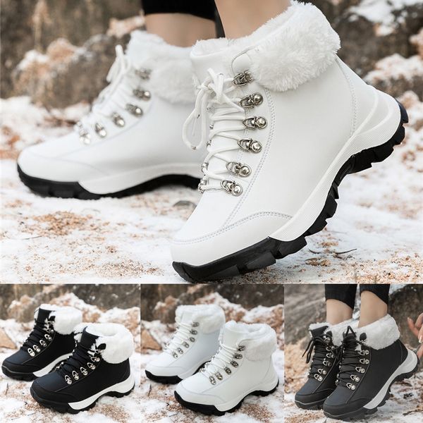 

women winter plus velvet snow boots warm casual cotton shoes flat sneakers, Black