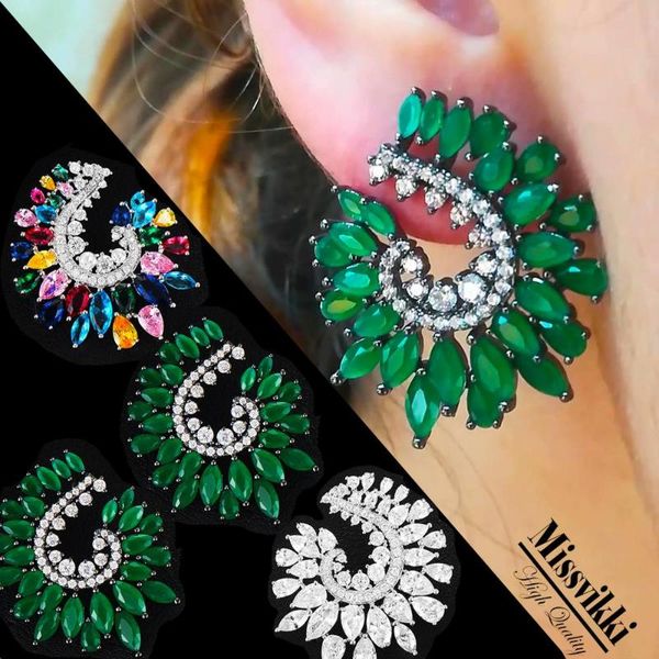 

missvikki 2020 new romantic trendy shiny crystal round earrings for noble women bridal wedding engagement party show, Silver