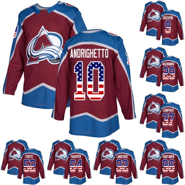 

Colorado Avalanche USA Flag Jersey 10 Sven Andrighetto 6 Erik Johnson 54 Anton Lindholm 17 Tyson Jost 96 Mikko Rantanen Hockey Jerseys