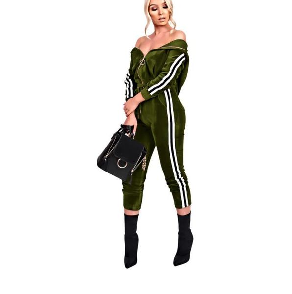 

2018 home clothing fashion casual sportswear sports set new casual personality gold velvet sports set women's sweatshirt, Gray