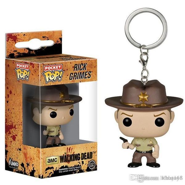 

cute lxh brand new 1p funko pocket pop keychain - rick grimes vinyl figure keyring with box toy doll gift good quality