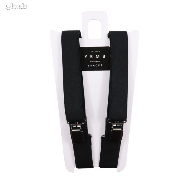 

ybmb fashion shirt suspenders 25mm width 4 clips x-shape adjustable durable braces elastic belts straps braces nnimen women, Black;white