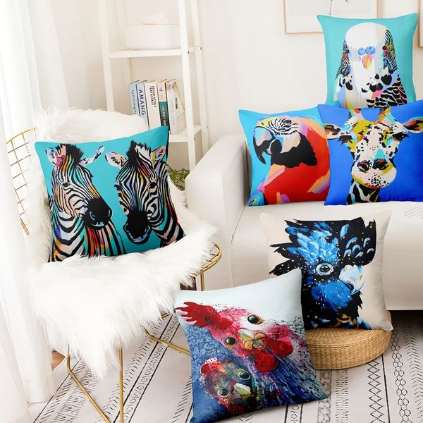 

super soft velvet oil painting cushion decorative pillow panda zebra home pillows decoration almofadas decorativas para sofa