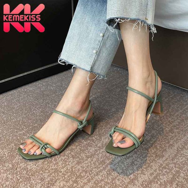 

kemekiss women sandals thick high heel summer shoes woman new fashion party slip on office lady daily footwear size 34-40, Black