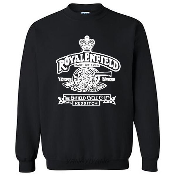 

men autumn clothes royal enfield - made like a gun logo brand cotton hoodies male sweatshirt new, Black