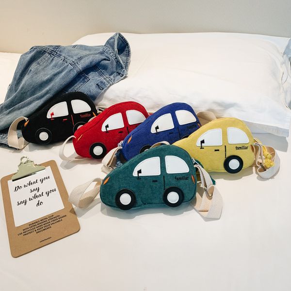 

2019 fashion children's coin purse corduroy zipper cartoon car messenger bag boys cute mini wallet kids accessory bag for girls, White