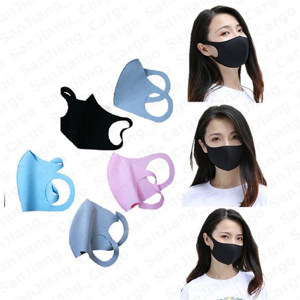 

face mask thin ice silk summer fashion breathable dustproof sunscreen washable solid color easy to breathe women men face mask e51201, Blue