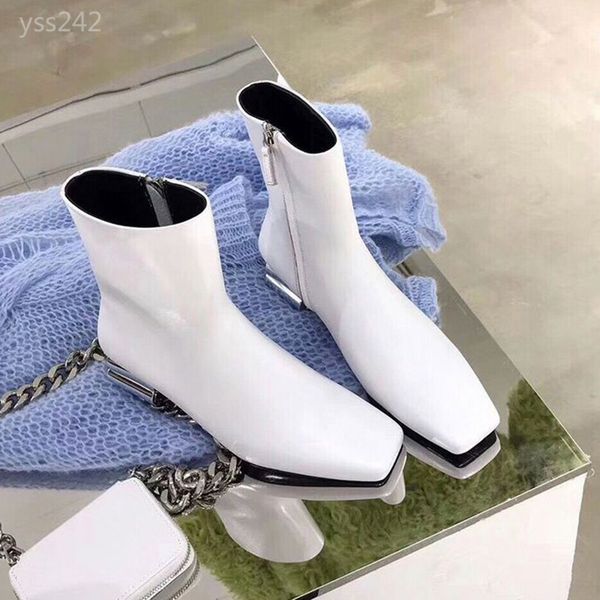 

winter and autumn high heel women's boots thick retro ankle boots female white martin boots soft leather short tube zip ankle boot, Black