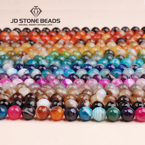 

faceted strip agate beads with all colors natural gem stone beads accessory loose