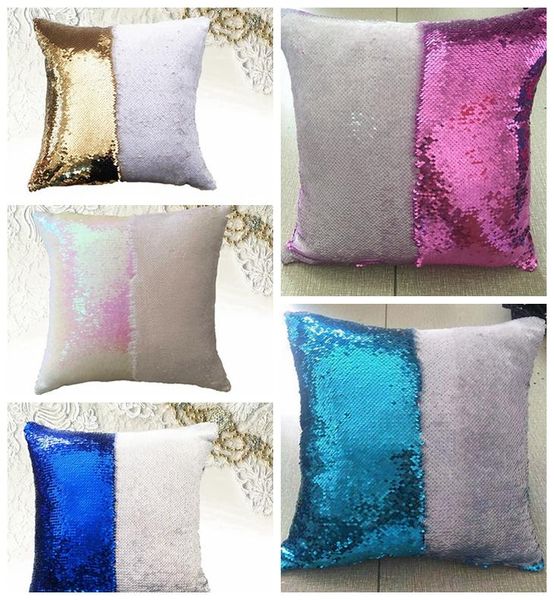 

two-tone sequined pillow color-changing pillow mermaid pillowcase 40*40cm throw cushion living room bedroom sofa decor cover lumbar case