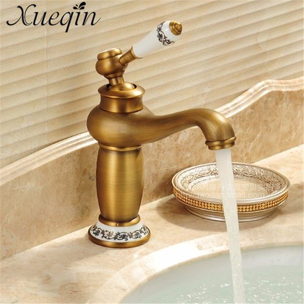 

xueqin antique/silver concise bathroom faucet antique bronze finish brass basin sink faucet single handle water taps m 16f
