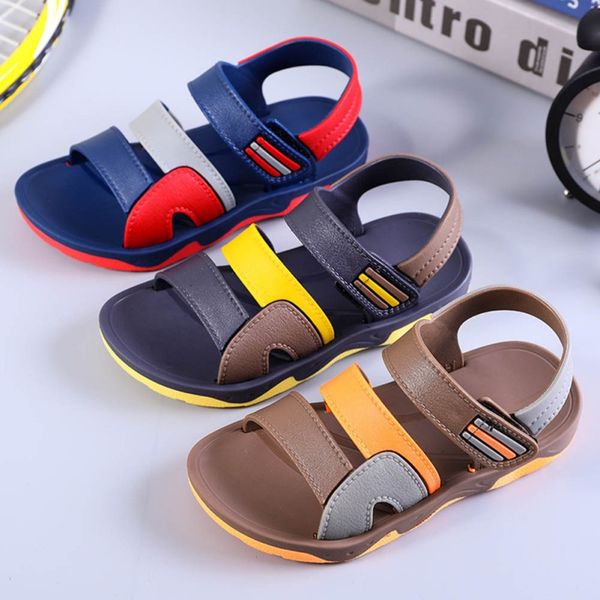 

2019 summer kids shoes toddler boys sandals orthopedic sport pu leather baby boys sandals shoes, Black;red
