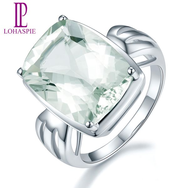 

engagement ring for women 10.09 carat green amethyst solid 925 sterling silver real natural gemstone fine fashion jewelry wedding lady, Slivery;golden