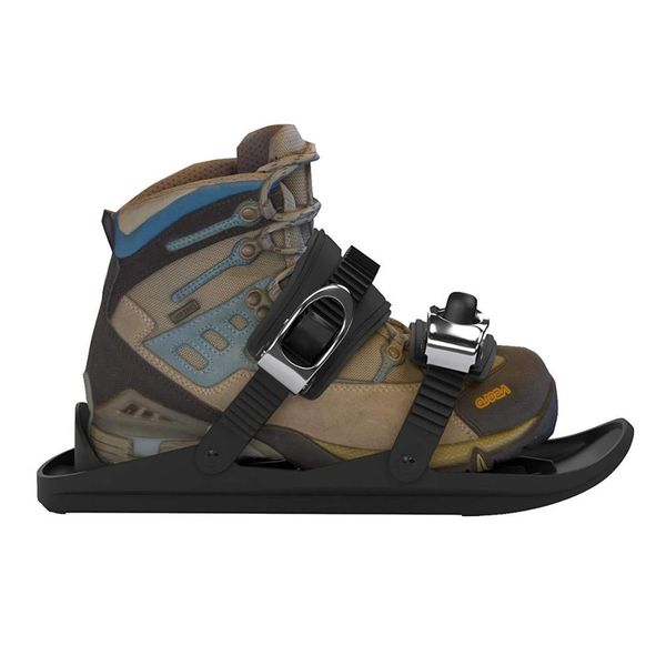 

portable skiing shoes short skiboard snowblades new mini ski skate for snow adjustable bindings winter boots, Black
