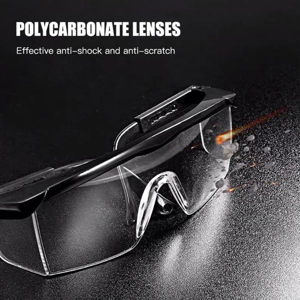 

защитные очки для глаз защитные очки для защиты от загрязнения легкие прозрачные очки для защиты от брызг изогнутые 180 °дизайн регулируется, Black