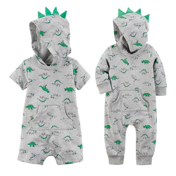 

2018 Newborn Toddler Hoodie Romper Baby Boy Girls Long Sleeve Hooded Dinosaur Print Jumpsuit Clothes Outfits Autumn Sale 0-18M