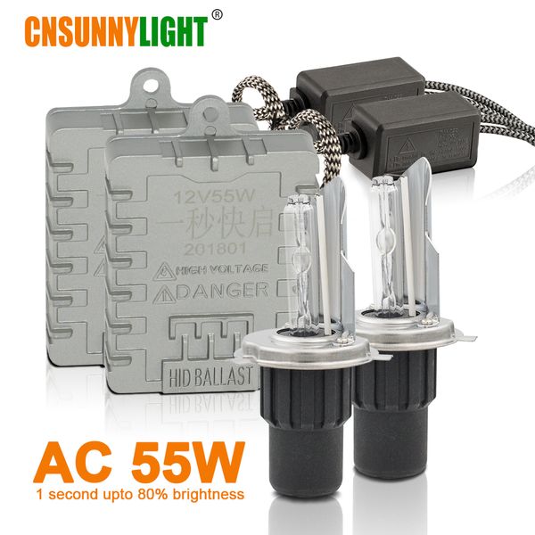 

cnsunnylight fast start 55w h4 hi/lo h4-3 9003 hb2 hid xenon headlight high/low 4300k 6000k 8000k super bright auto headlamp