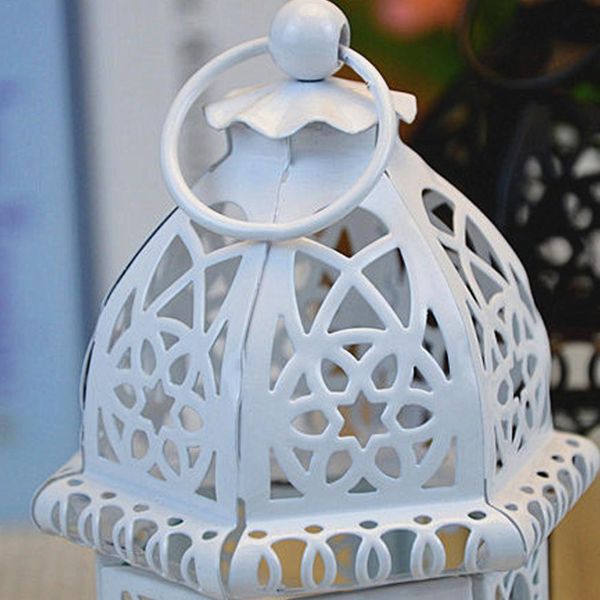 

candle holder european style iron glass candlestick lantern moroccan style candle lantern transparent glass black white colors
