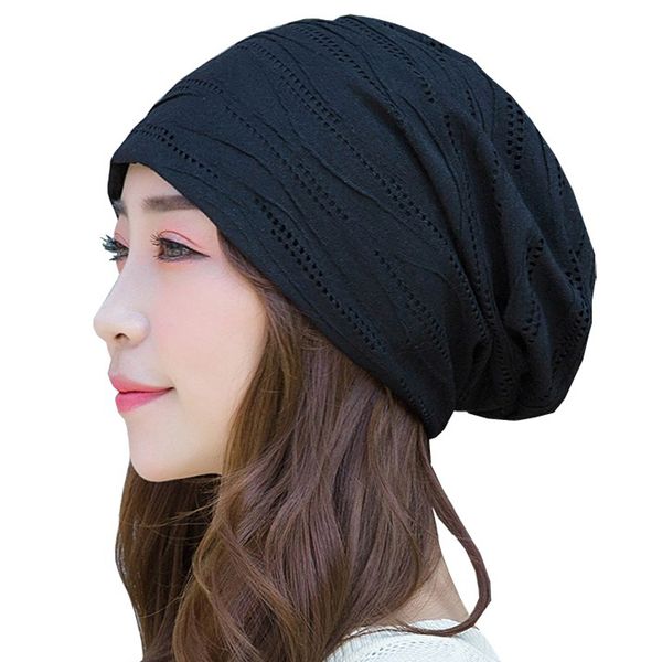 

elifashion fashion hat double layers knitting hollow wave lines hats modal and cotton casual for female in four season 4 colors, Blue;gray