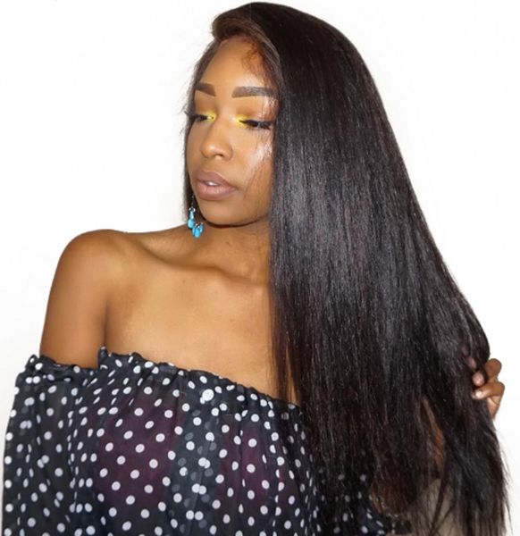 

lace front wigs natural straight with baby hair unprocessed mongolian human hair lace wigs pre plucked hairline, Black;brown