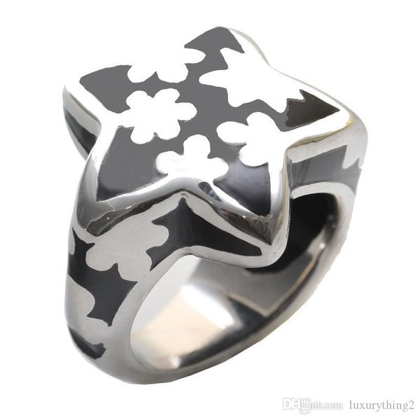 

нержавеющей сталь 316l палец женщина кольцо черной эмаль звезда кольцо мода из нержавеющей стали цветка ювелирных изделий для женщин, Silver