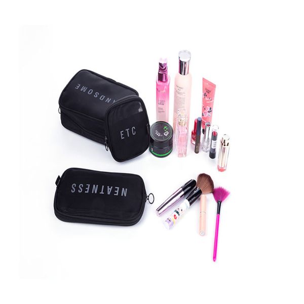 

travel mesh breathable cosmetic bags for toothbrush wash bag portable charger makeup toiletries storage case organizer