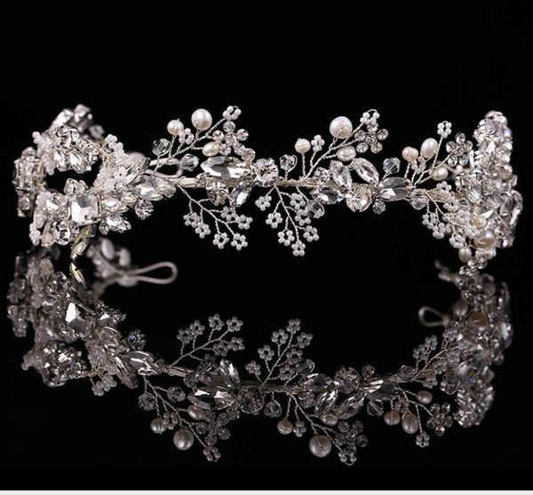 

european bridal head buckle crown headdress accessories bridal handmade headwear, Silver