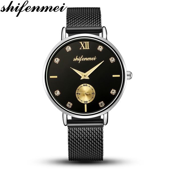 

shifenmei s1081 ultra-thin ladies watch fashion ladies watch luxury bracelet clock, Slivery;brown
