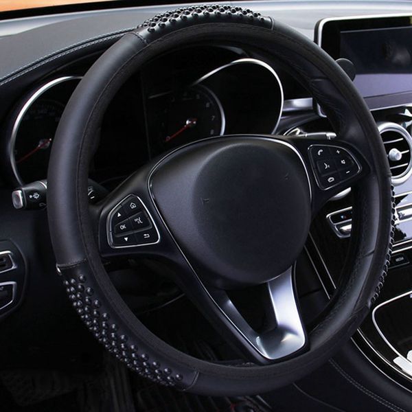

universal car steering wheel covers soft pu leather 38cm non-slip steering-wheel covers interior accessories