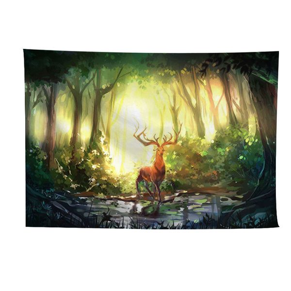 2019 Wholesale Forest Deep See Deer Hang Flags Watercolor Hang