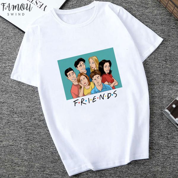 

2020 women white tshirts fashion friends tv printed ulzzang harajuku v neck kawaii vogue t shirt friends shirts tee