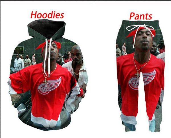 

wholesale--new fashion men/womens tupac sweatshirt joggers funny 3d print hoodies+pants zz039, Gray