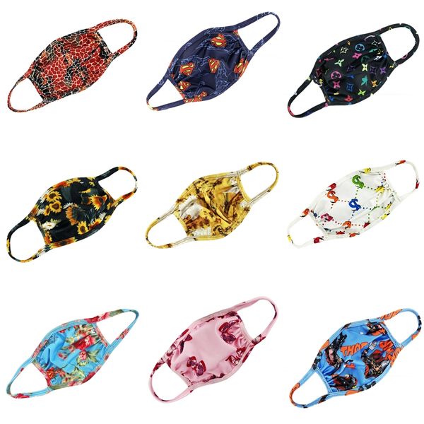 

mascherine child kids cartoon boys girls non-woven mouth mask anti pollution breathable face masks designer printed m #589, Black