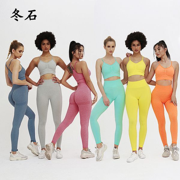 

women 2 pcs sports suits set yoga sets gym fitness athletic pants sportswear lifting leggings bra seamless sports active, White;red