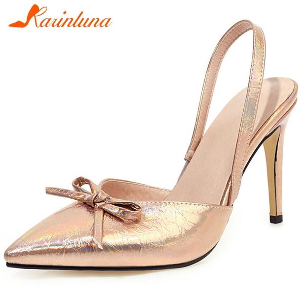 

karin new arrivals thin high heels pointed toe summer shoes woman sandals slip on sweet bowtie party sandals women, Black