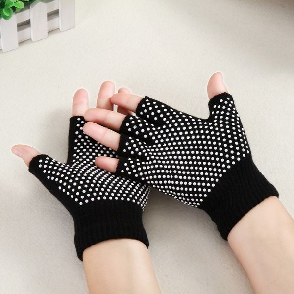 

black gym training sports weight lifting glove exercise slip-resistant fitness gloves for women cotton half finger yoga gloves