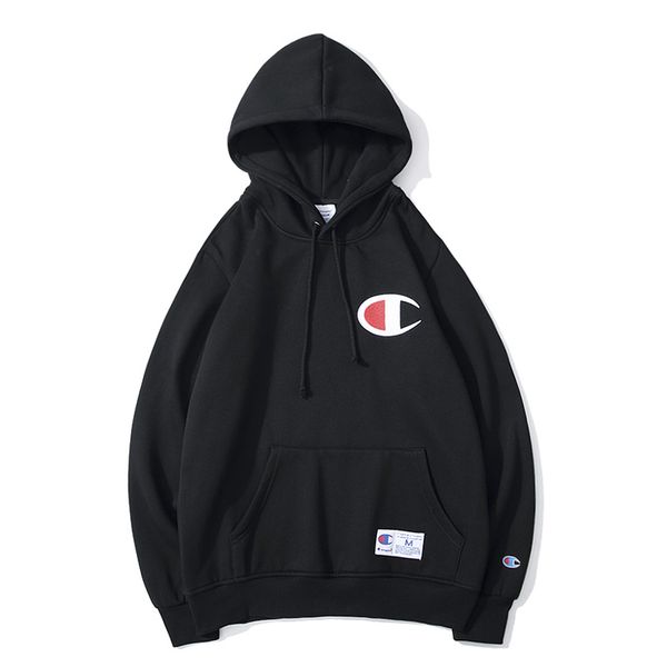 

champions designer luxury mens sweatshirt tide brand hoodies street hip hop big c embroidered hooded plus velvet womens hoodies, White;black