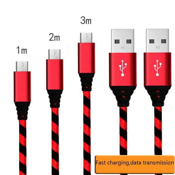 

2a зебра зерна нейлона плетеный зарядный кабель зарядного шнура для телефона samsung huawei xiaomi android type-c передача данных 3ft / 6ft