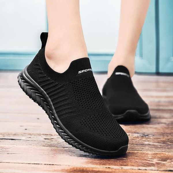 

summer breathing air mesh women summer shoes sport women sock shoes sneakers for running woman sport gym black a-424