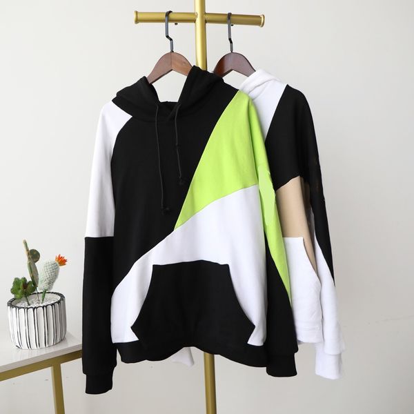 

2019 autumn new fashion geometric mosaic color head elegant ladies hooded sweater explosion trend european and american style designer, Black