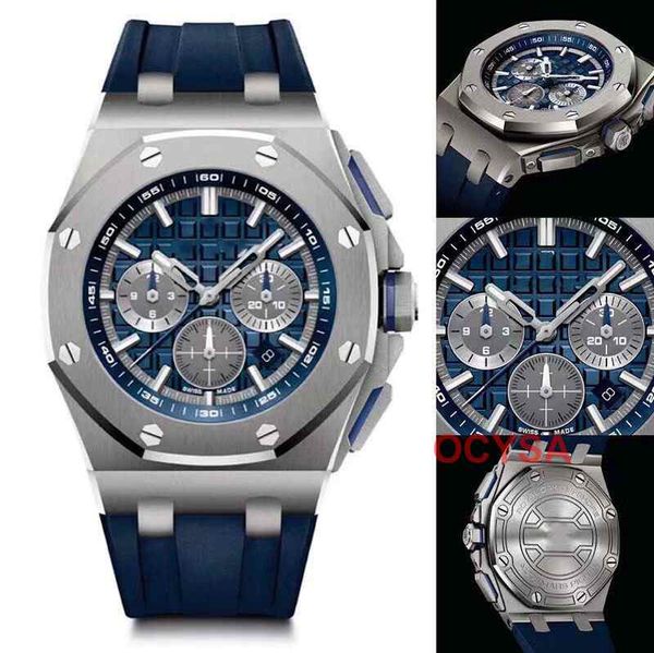 

rubber strap 42mm rose gold fashion luxury mens designer royal swatch men quartz chronograph wristwatches 2019 new watches 26480, Slivery;brown
